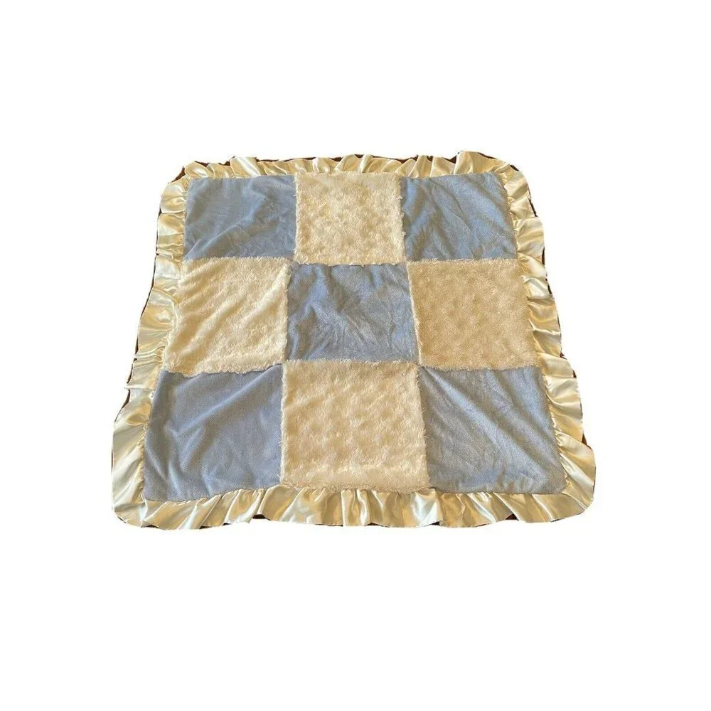 Miniville Layette Baby Blanket Blue Ivory White
